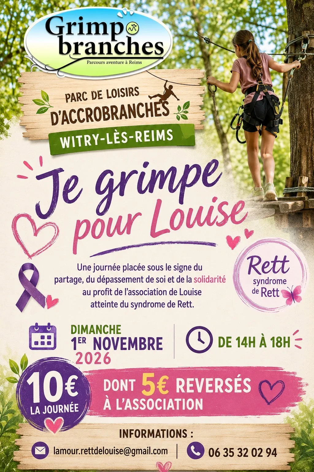 💜🌳 Je grimpe pour Louise – Une journée de solidarité et de dépassement de soi ! 🌳💜
